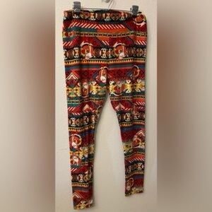 LuLaRoe | Women’s Multicolor Patterned Christmas Leggings - Size Tall & Curvy